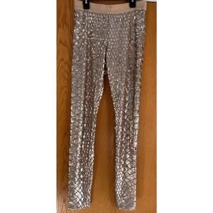 BCBGMaxazria Snake Sequin Pants Rose Gold Dena Skinny $398 Small
